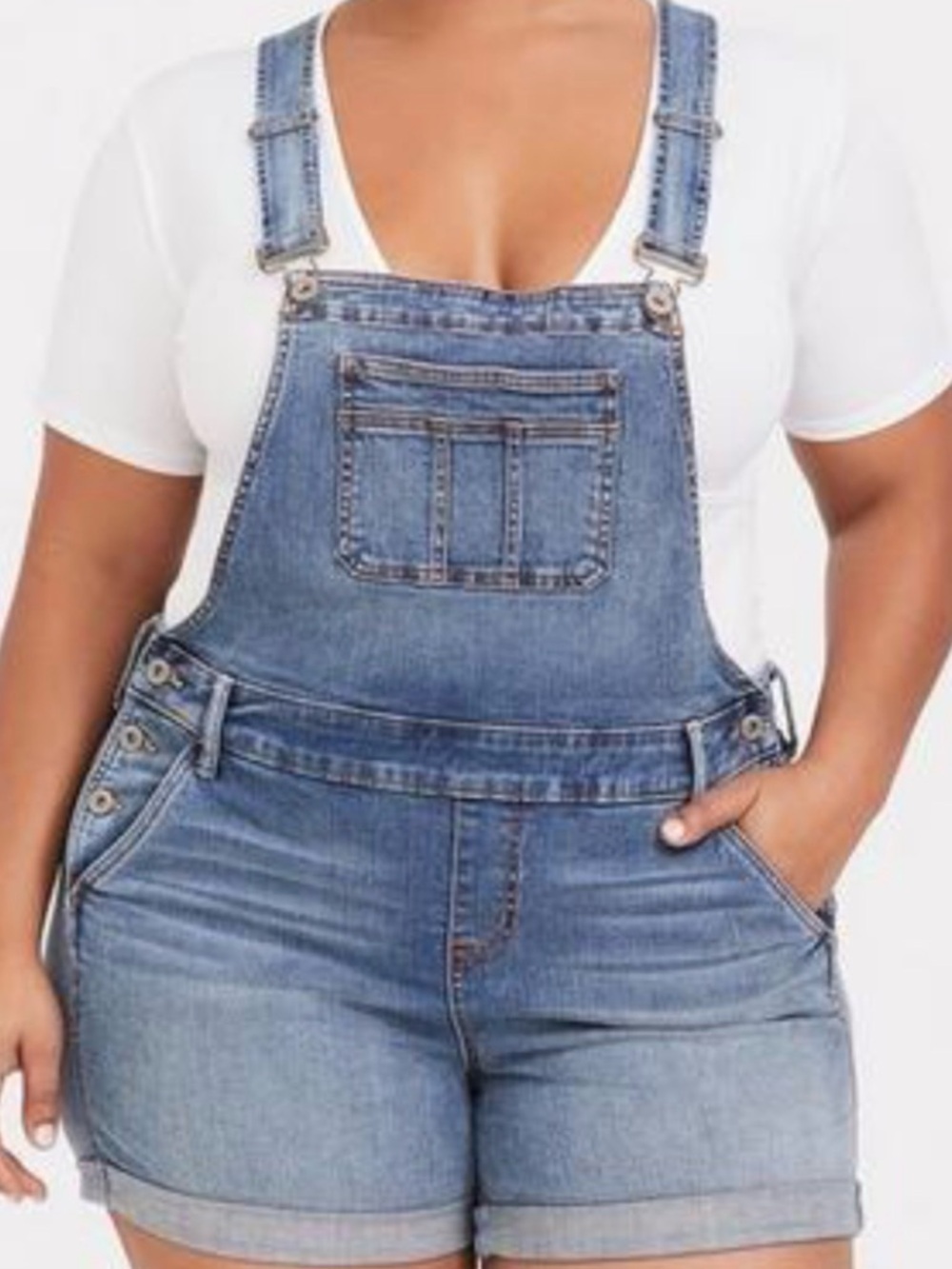 NWT Torrid Tidal Wave Medium Wash Shortalls Overalls Size 26 4X